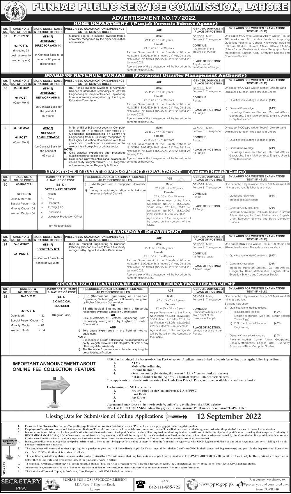 Ppsc Veterinary Officer Jobs Apply Online Last Date Challan