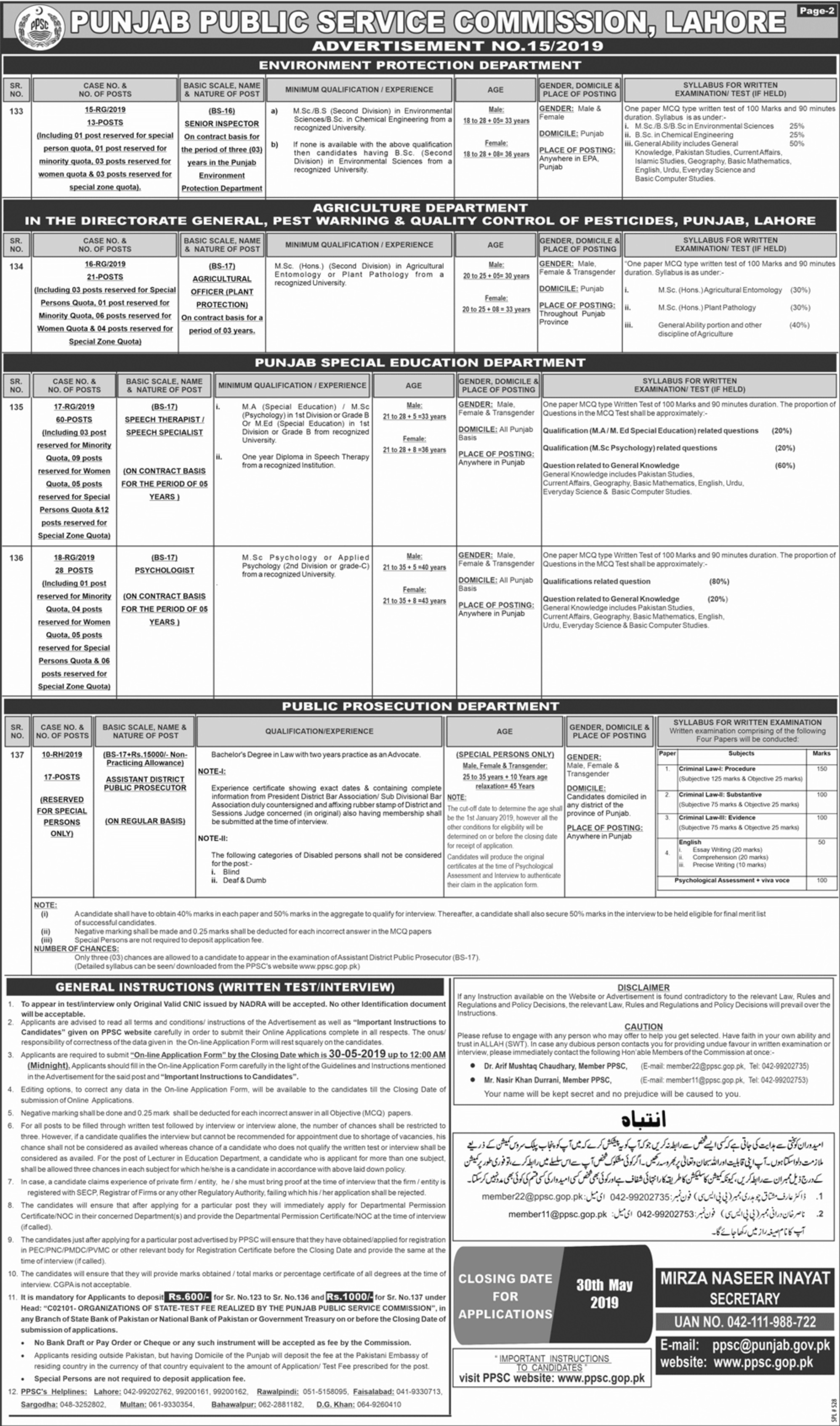 Punjab Special Education Department Jobs 2019 Online PPSC Test Preparation Mcqs