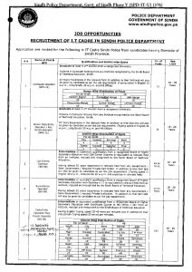 Sindh Police Department Information Technology Cadre PTS Jobs 2021 Application Form