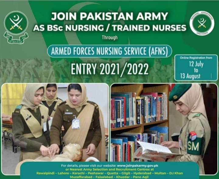 Join Pakistan Army as AFNS Female Nursing 2022 Apply Online Eligibility Criteria