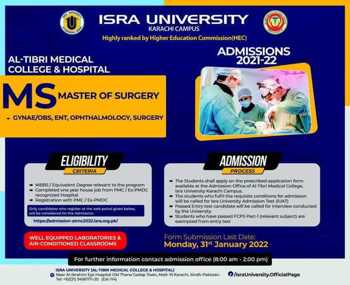 ISRA University Admission 2022 Online Form Last Entry Date