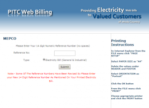 Check MEPCO Online Bill By Reference Number