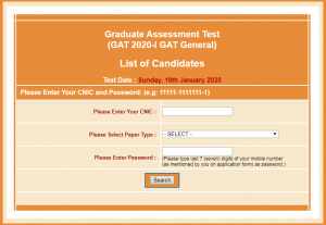 GAT General l January NTS Test Roll No Slip 2021