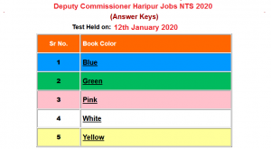 Deputy Commissioner Haripur Jobs NTS Answer Key 2021