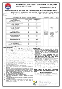 Sindh Police Hyderabad Region PTS Jobs 2021 Online Form Download