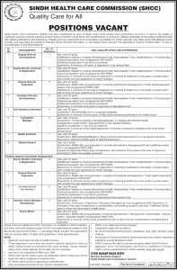 Sindh Health Care Commission Jobs 2021 Apply Online Eligibility Criteria