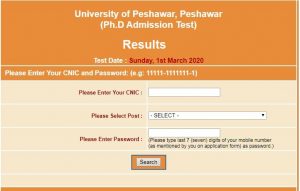 University of Peshawar Entry Test NTS Result 2021 Check Online