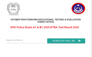 KPK Police Exam A1 & B1 2021 ETEA Test Result 2021