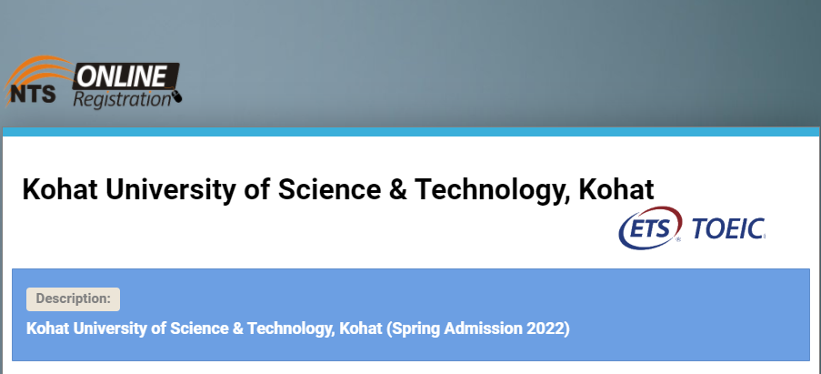 KUST Spring Admission 2022 NTS Apply Online Roll No Slips