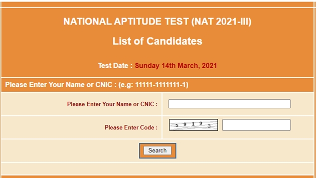 NTS NAT Test 2021-lll NTS Roll Number Slip