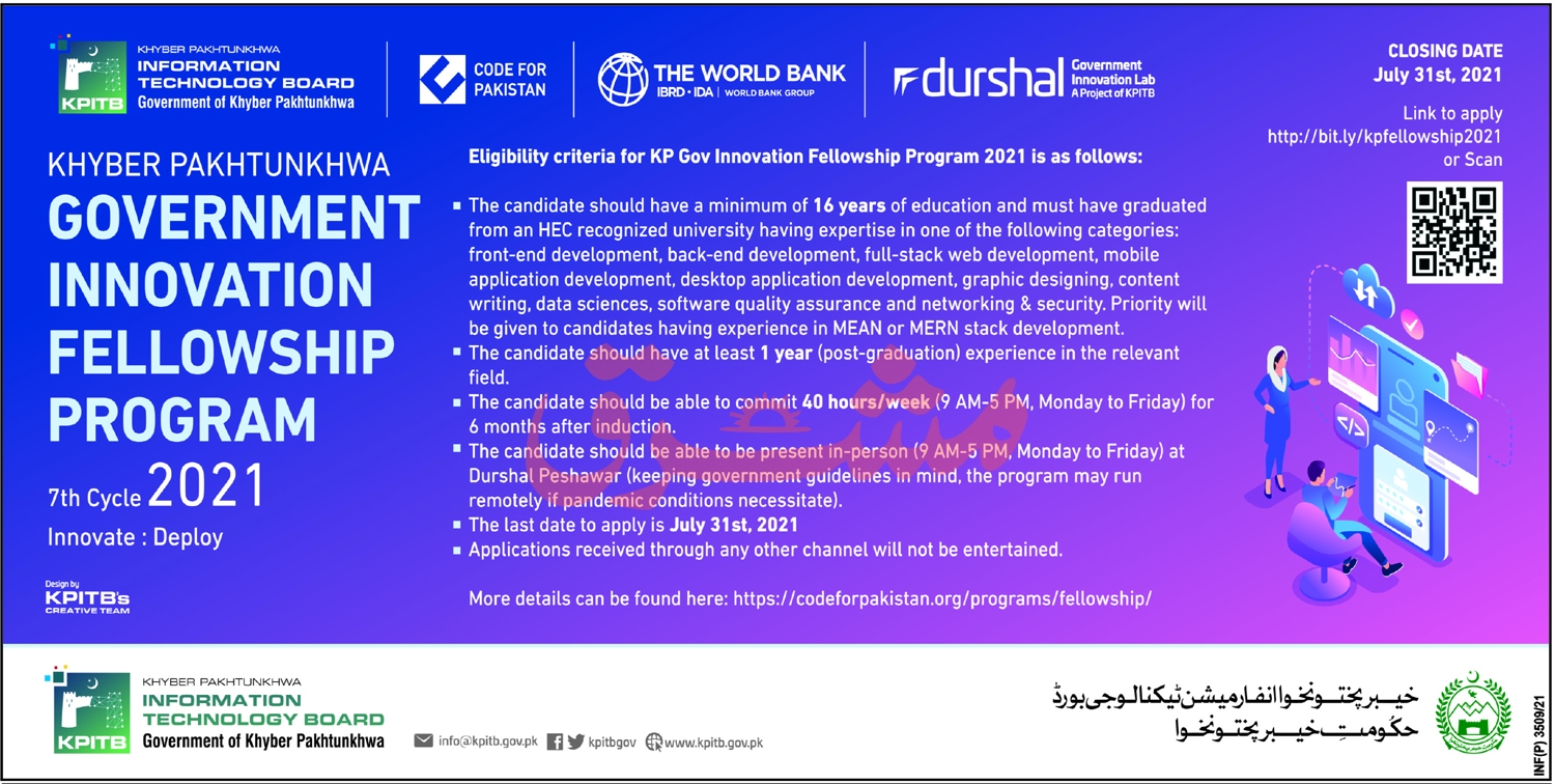 KPK Innovation Fellowship Program 2021 Registration Online Eligibility Criteria