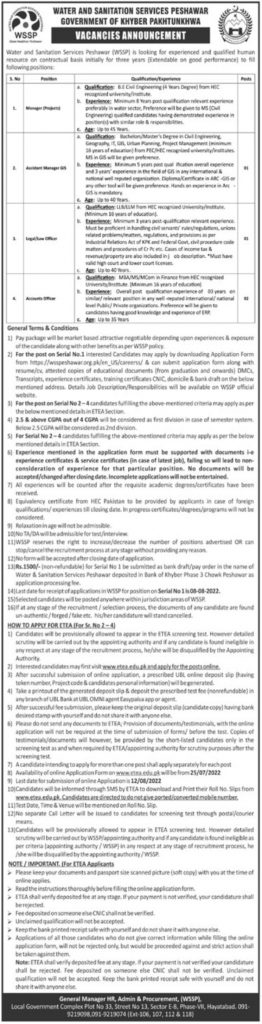 KPK WSSP Peshawar ETEA Jobs 2023 Application Form Roll No Slip