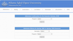 AIOU Autumn Admission 2023 For BS/BA/ Post Graduate Programs Apply Online