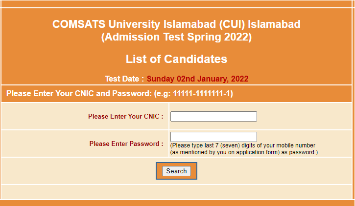 CUI Admission NTS Test Result 2023 Answer Key Download Online