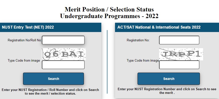 NUST Undergraduate Merit List 2023 Result Answer Key Check Online