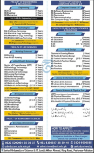 Sarhad University Peshawar admission 2022 Online Form Last Date Test Schedule
