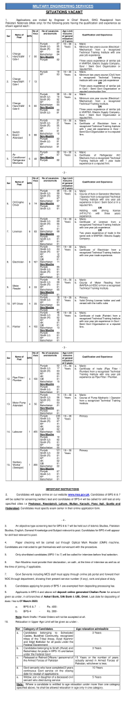 Military Engineer Services MES Jobs 2023 Online Application Form Last Date
