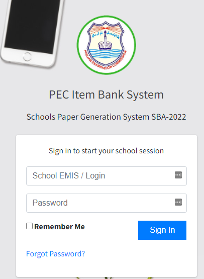 PEC Item Bank System 2023 Login Portal