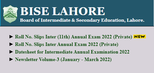 BISE Lahore Board Inter Date Sheet 2022 HSSC Part 1, 2 Exam Schedule