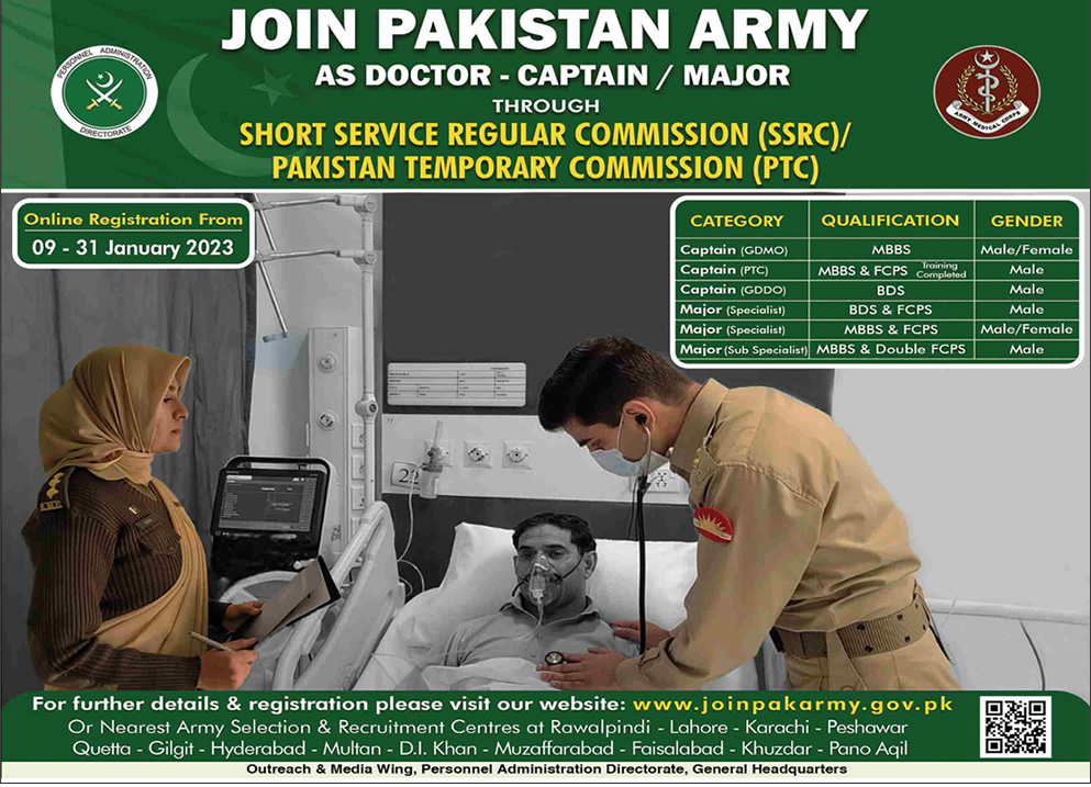 Join Pak Army as Captain/Major Through SSRC 2023 Registration Online