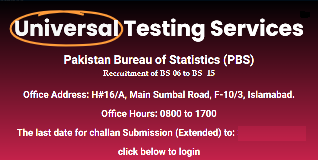 Pakistan Bureau Of Statistics Test UTS Roll No Slip 2022 Test Date