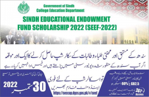 Sindh Education Foundation Scholarship 2023 Apply Online Last Test Date