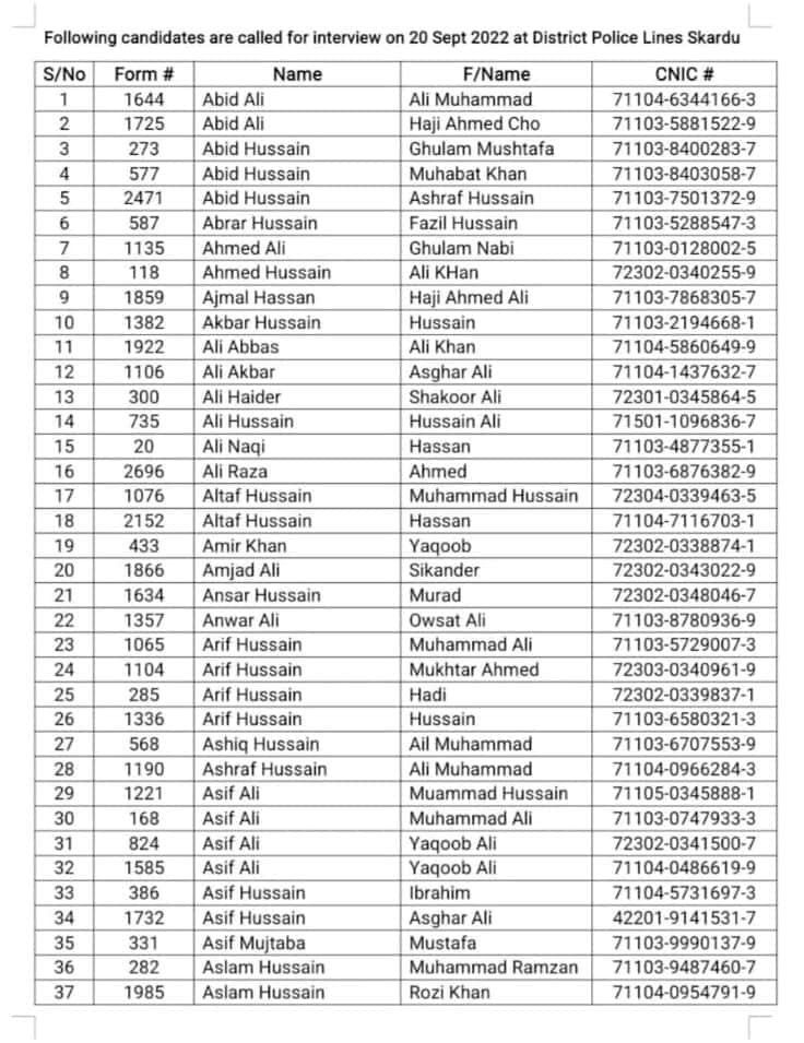 GB Police Constable Interview Schedule 2024 Selected Candidate List