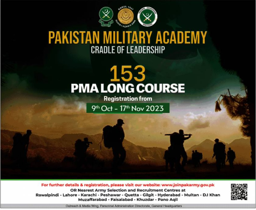 Join Pak Army 153 PMA Long Course 2024 As Commission Officer Online Registration