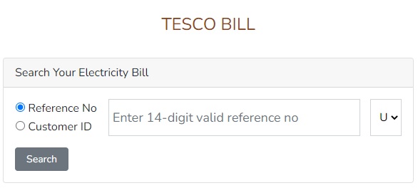 TESCO Duplicate Bill Online By Reference No @ bill.pitc.com.pk