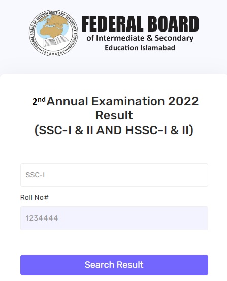 FBISE Result 2nd Annual SSC I & II 2022 by Name and Roll Number