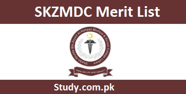 SKZMDC Merit List 2023 MBBS BDS Online 1st 2nd 3rd