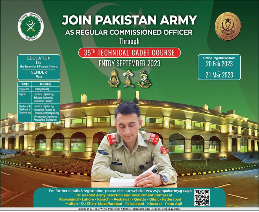 Join Pak Army 2024 Through 35th Regular Commission Officer Apply Online Roll No Slip