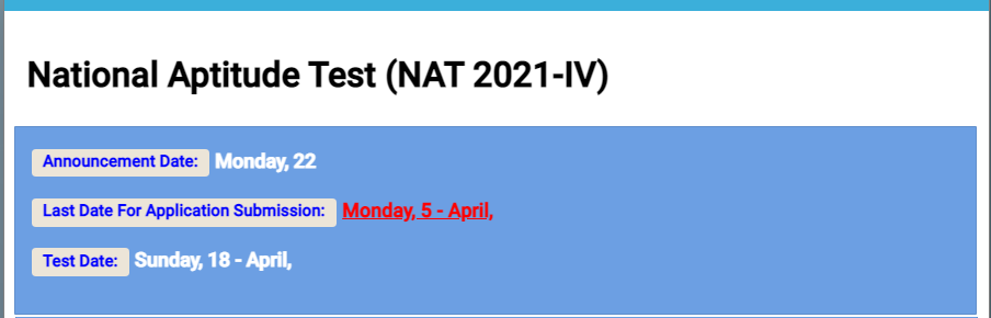 NTS NAT IV Test 2023 Online Registration Form Test Schedule Roll No Slip