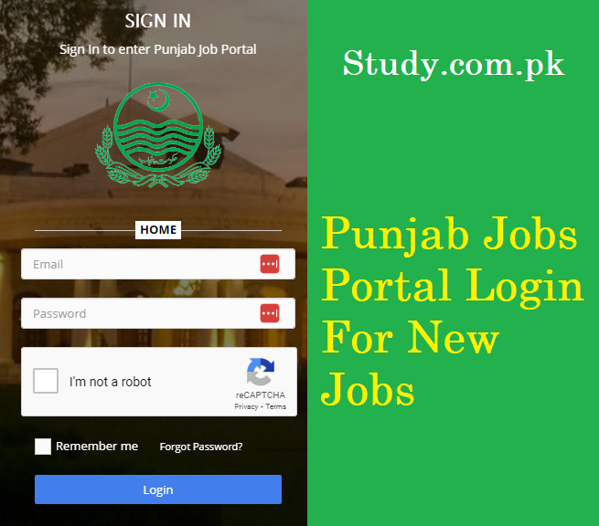 Punjab jobs portal login 2024 Apply Online