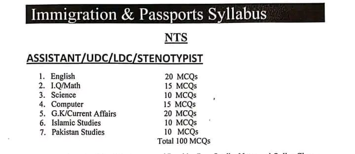 Passport Office Jobs Test NTS Test Syllabus