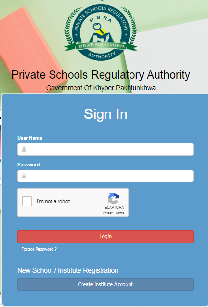 PSRA Login| Private Schools Regulatory Authority