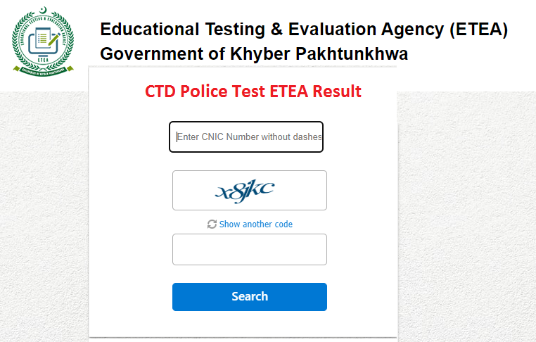CTD Police Test ETEA Result 2023 Check Online By Name