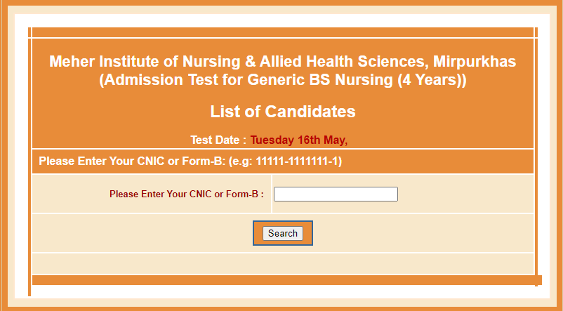 Meher Institute Nursing Admission Test NTS Result 2023 Check Online