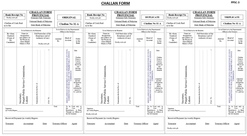 PPSC Challan Form Download PDF Online By New Jobs