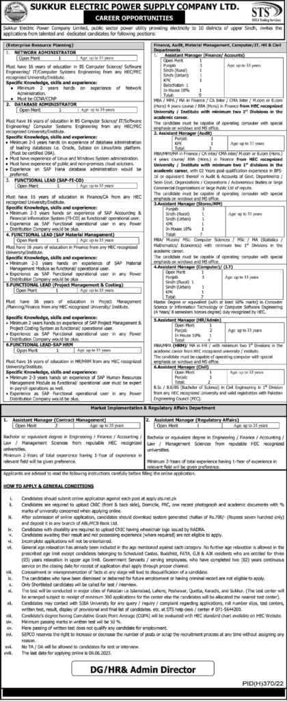 SEPCO Jobs STS Apply Online 2023 Last Date