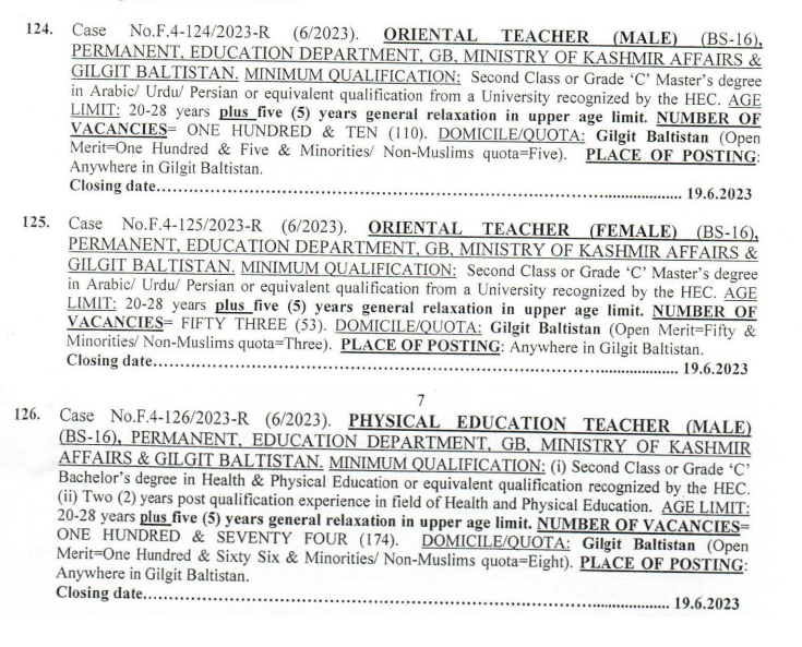 Oriental Teachers Jobs FPSC Syllabus Pdf Download