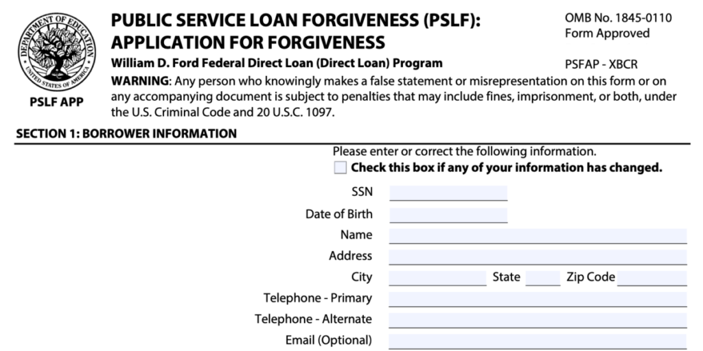 Student Loan Forgiveness application