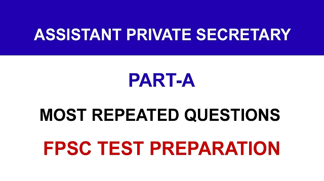 FPSC Assistant Private Secretary Sample Paper Download