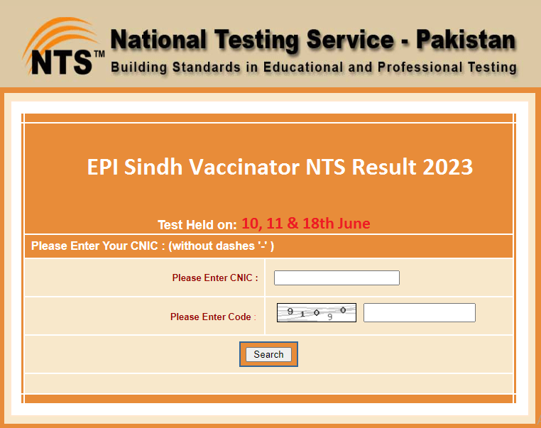 Sindh Vaccinator NTS Result 2023 Check Online 10 11 18 June