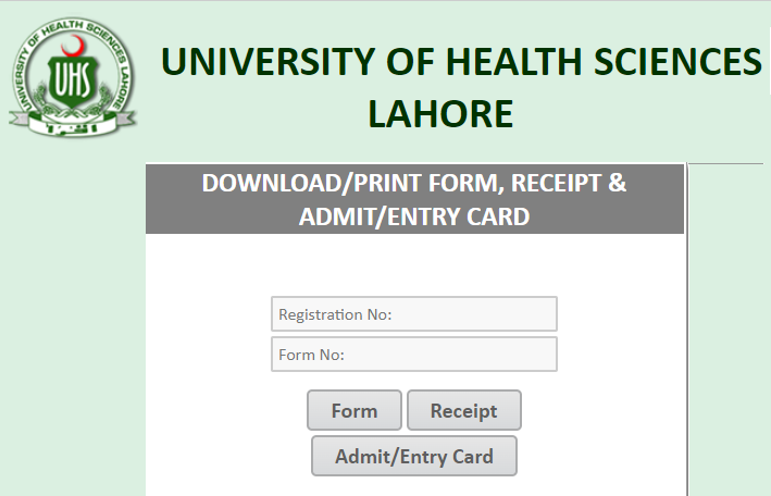 UHS MDCAT Roll No Slip 2024 Download @ www.uhs.edu.pk