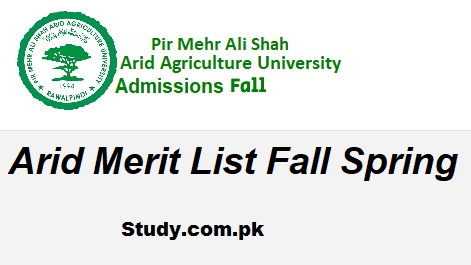 Arid University Merit List 2024 Check Online 1st 2nd 3rd