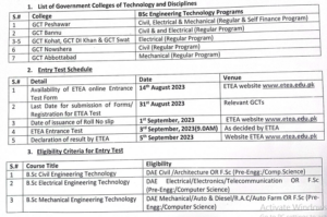 GCT B Tech Admission 2024 ETEA Registration Form Last Date