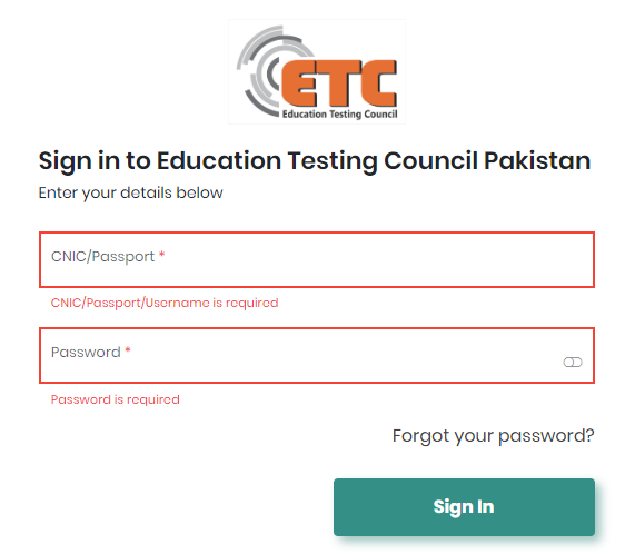 Education Testing Council Roll No Slip 2024 Download @ etc.hec.gov.pk