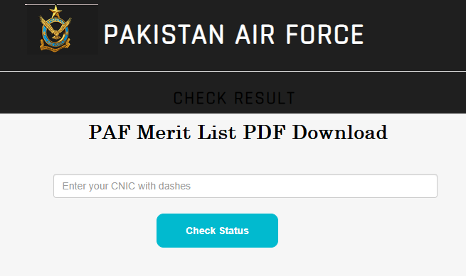 PAF Merit List 2024 PDF Download AERO Trade, GDP & Civilian