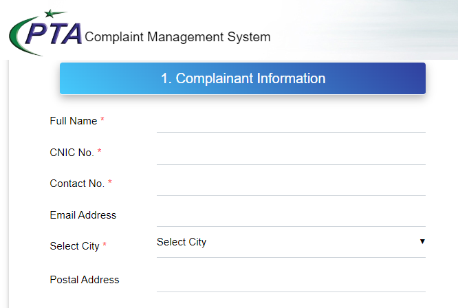PTA Complaint Registration Online For Mobile SMS Contect No